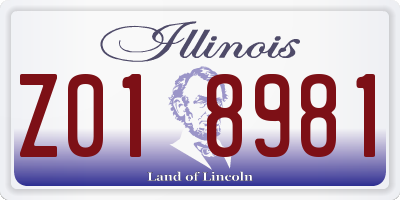 IL license plate Z018981