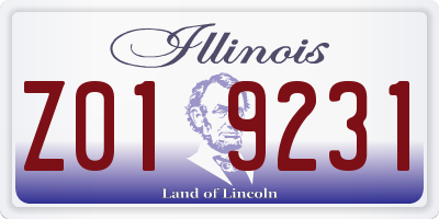 IL license plate Z019231