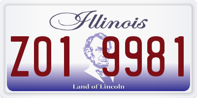 IL license plate Z019981