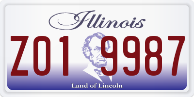 IL license plate Z019987