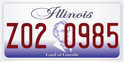 IL license plate Z020985