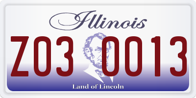 IL license plate Z030013