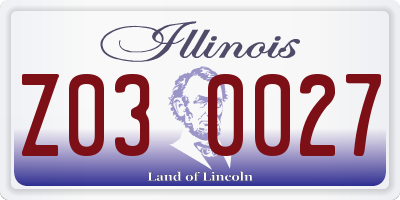 IL license plate Z030027