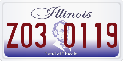 IL license plate Z030119