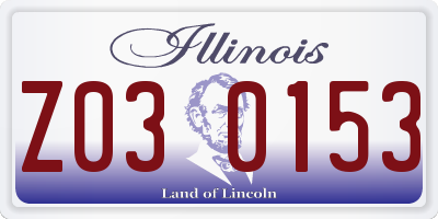 IL license plate Z030153
