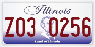 IL license plate Z030256