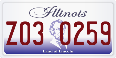 IL license plate Z030259