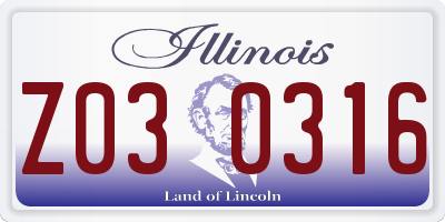 IL license plate Z030316