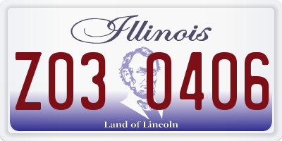 IL license plate Z030406