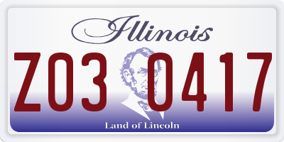 IL license plate Z030417