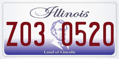 IL license plate Z030520