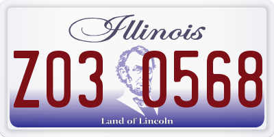 IL license plate Z030568