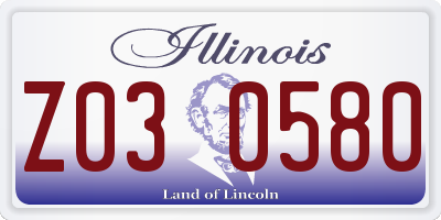 IL license plate Z030580