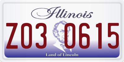 IL license plate Z030615
