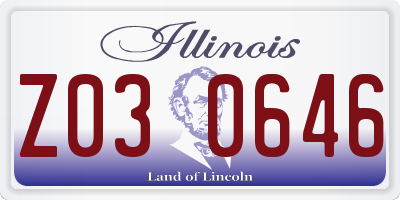 IL license plate Z030646