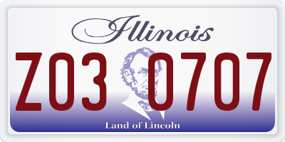IL license plate Z030707