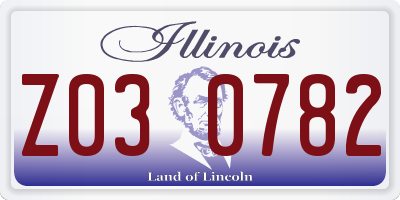 IL license plate Z030782