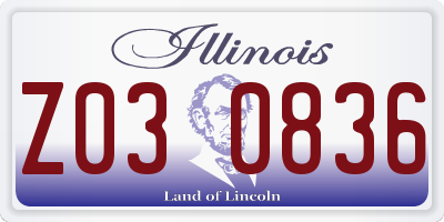 IL license plate Z030836