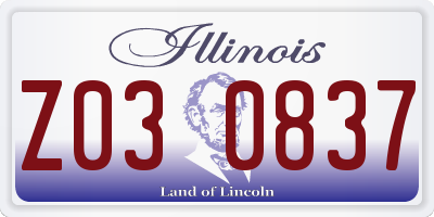 IL license plate Z030837