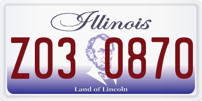 IL license plate Z030870