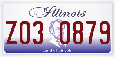 IL license plate Z030879