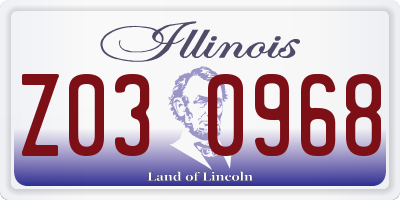 IL license plate Z030968