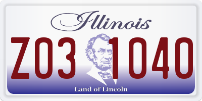 IL license plate Z031040