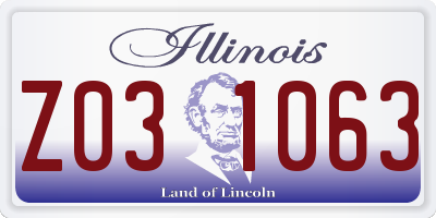IL license plate Z031063