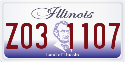 IL license plate Z031107