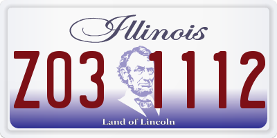 IL license plate Z031112