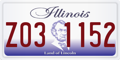 IL license plate Z031152