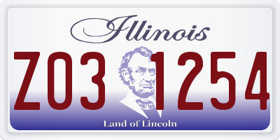 IL license plate Z031254