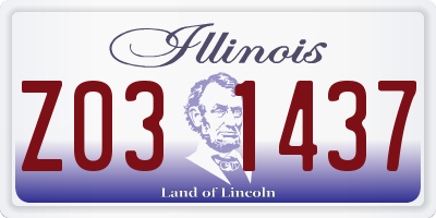 IL license plate Z031437