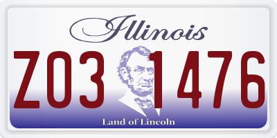 IL license plate Z031476