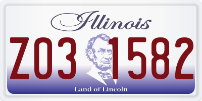 IL license plate Z031582