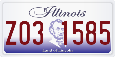 IL license plate Z031585