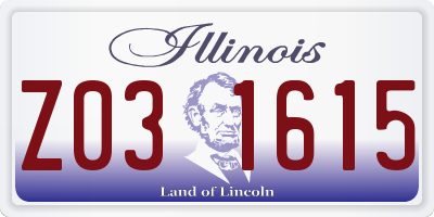 IL license plate Z031615