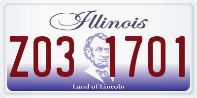 IL license plate Z031701