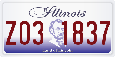 IL license plate Z031837