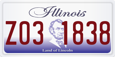 IL license plate Z031838