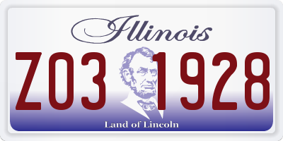 IL license plate Z031928
