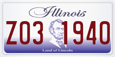 IL license plate Z031940