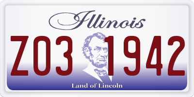 IL license plate Z031942