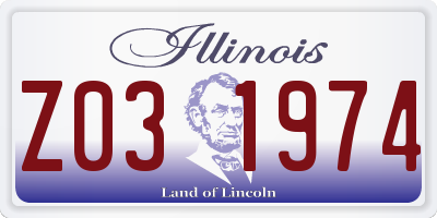 IL license plate Z031974