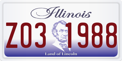 IL license plate Z031988