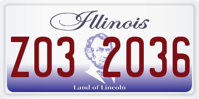 IL license plate Z032036