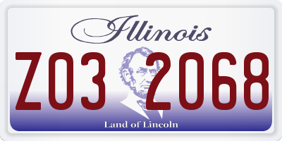 IL license plate Z032068