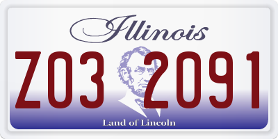 IL license plate Z032091