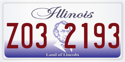 IL license plate Z032193