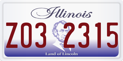 IL license plate Z032315